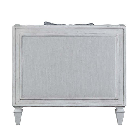 Acme - Katia Chair W/Pillow LV01051 Light Gray Linen & Weathered White Finish