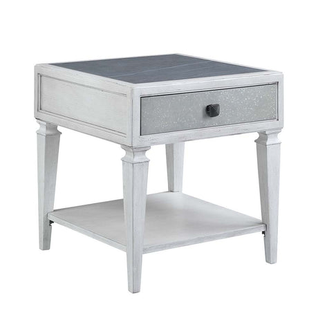 Acme - Katia End Table LV01053 Rustic Gray & Weathered White Finish