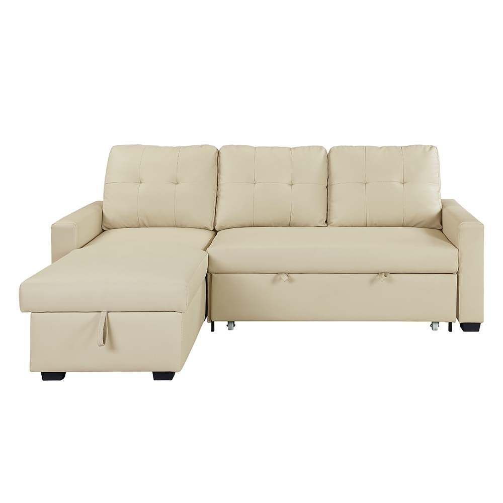 Dafina Sectional Sofa W/Sleeper LV01054 Beige Fabric | Acme | Home Elegance USA