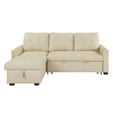 Dafina Sectional Sofa W/Sleeper LV01054 Beige Fabric | Acme | Home Elegance USA