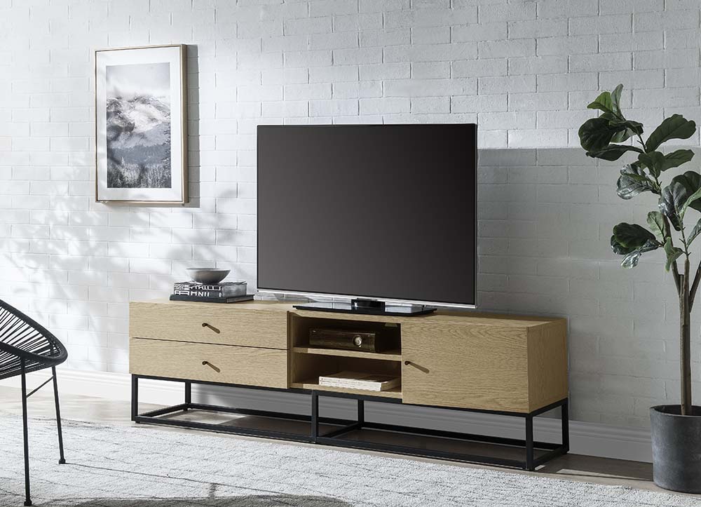 Acme - Isha Tv Stand LV01075 Oak Finish