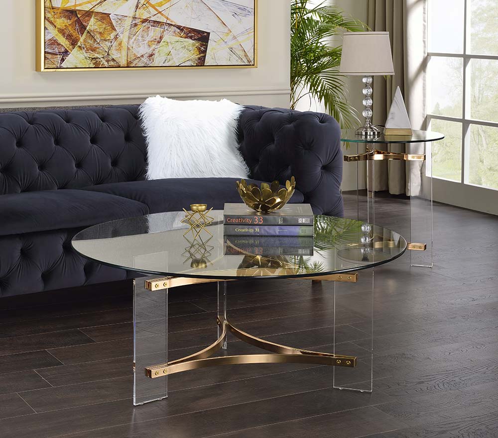 Acme - Sosi Coffee Table LV01083 Gold Finish