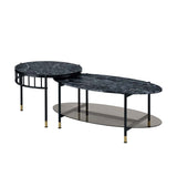 Acme - Silas Nesting Coffee Table Set LV01088 Faux Marble Top & Black Finish