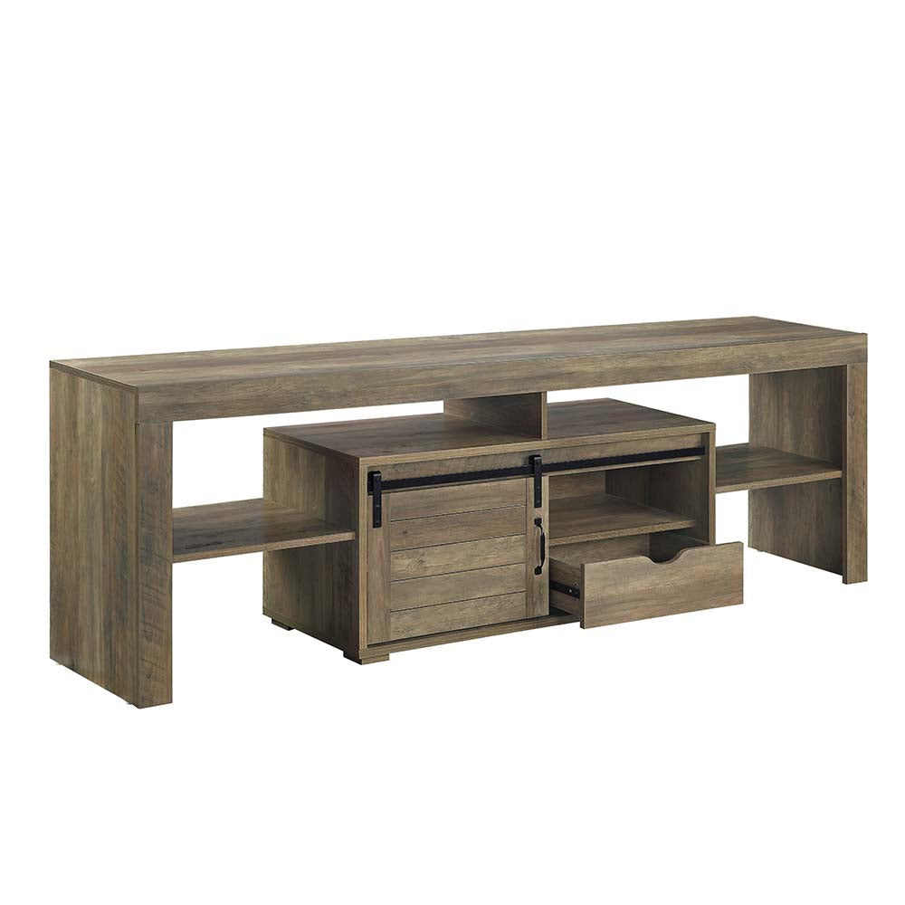 Acme - Wasim Tv Stand LV01102 Rustic Oak Finish