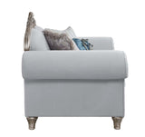 Acme - Pelumi Loveseat W/5 Pillows LV01113 Light Gray Linen & Platinum Finish