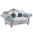 Acme - Pelumi Loveseat W/5 Pillows LV01113 Light Gray Linen & Platinum Finish