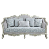 Acme - Qunsia Sofa W/5 Pillows LV01117 Light Gray Linen & Champagne Finish