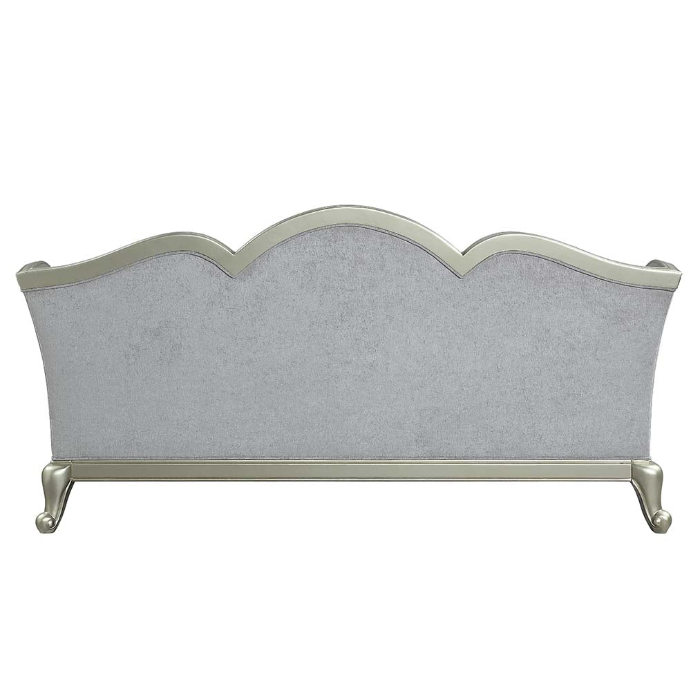 Acme - Qunsia Sofa W/5 Pillows LV01117 Light Gray Linen & Champagne Finish