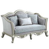 Acme - Qunsia Loveseat W/4 Pillows LV01118 Light Gray Linen & Champagne Finish