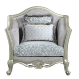 Acme - Qunsia Chair W/2 Pillows LV01119 Light Gray Linen & Champagne Finish
