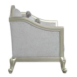 Acme - Qunsia Chair W/2 Pillows LV01119 Light Gray Linen & Champagne Finish