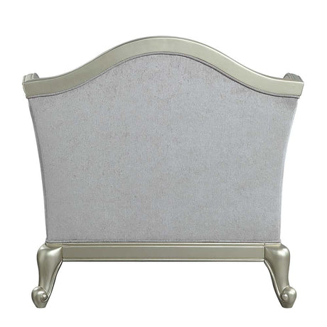 Acme - Qunsia Chair W/2 Pillows LV01119 Light Gray Linen & Champagne Finish