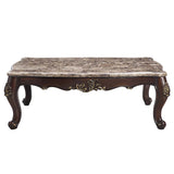 Acme - Ragnar Coffee Table LV01125 Marble Top & Cherry Finish