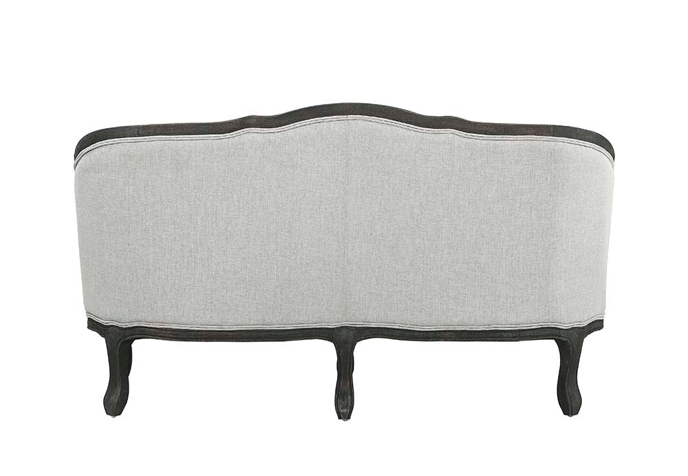 Acme - Samael Loveseat W/2 Pillows LV01128 Gray Linen & Dark Brown Finish