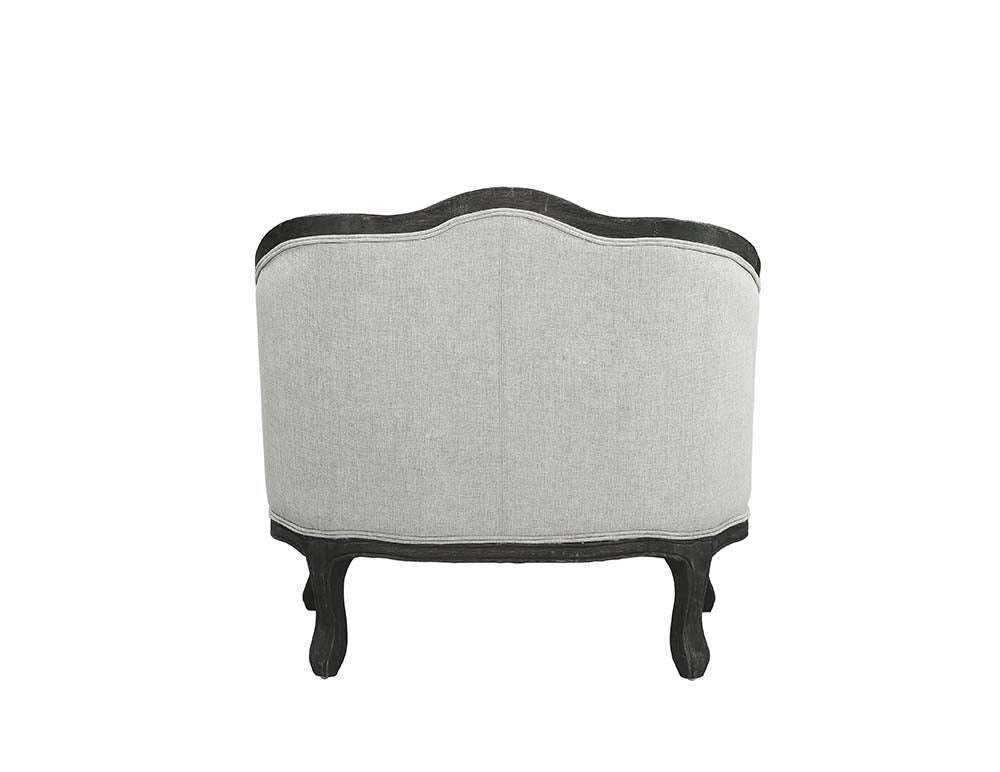 Acme - Samael Chair W/Pillow LV01129 Gray Linen & Dark Brown Finish