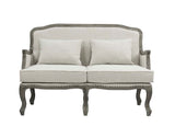 Acme - Tania Loveseat W/2 Pillows LV01131 Cream Linen & Brown Finish