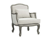 Acme - Tania Chair W/Pillow LV01132 Cream Linen & Brown Finish