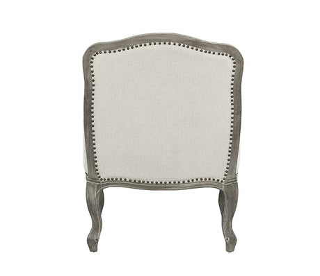 Acme - Tania Chair W/Pillow LV01132 Cream Linen & Brown Finish