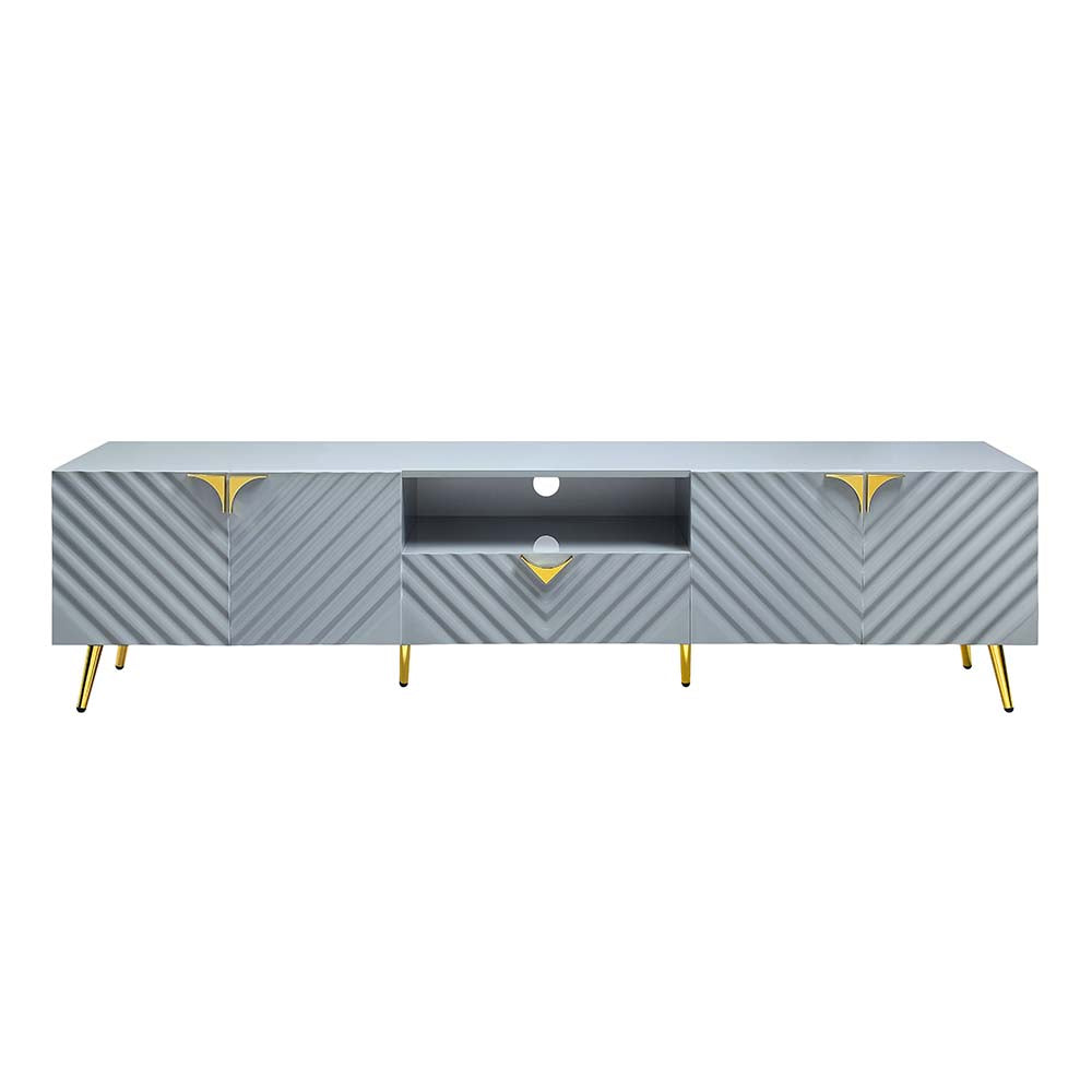 Acme - Gaines Tv Stand LV01134 Gray High Gloss Finish