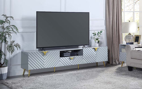 Acme - Gaines Tv Stand LV01134 Gray High Gloss Finish