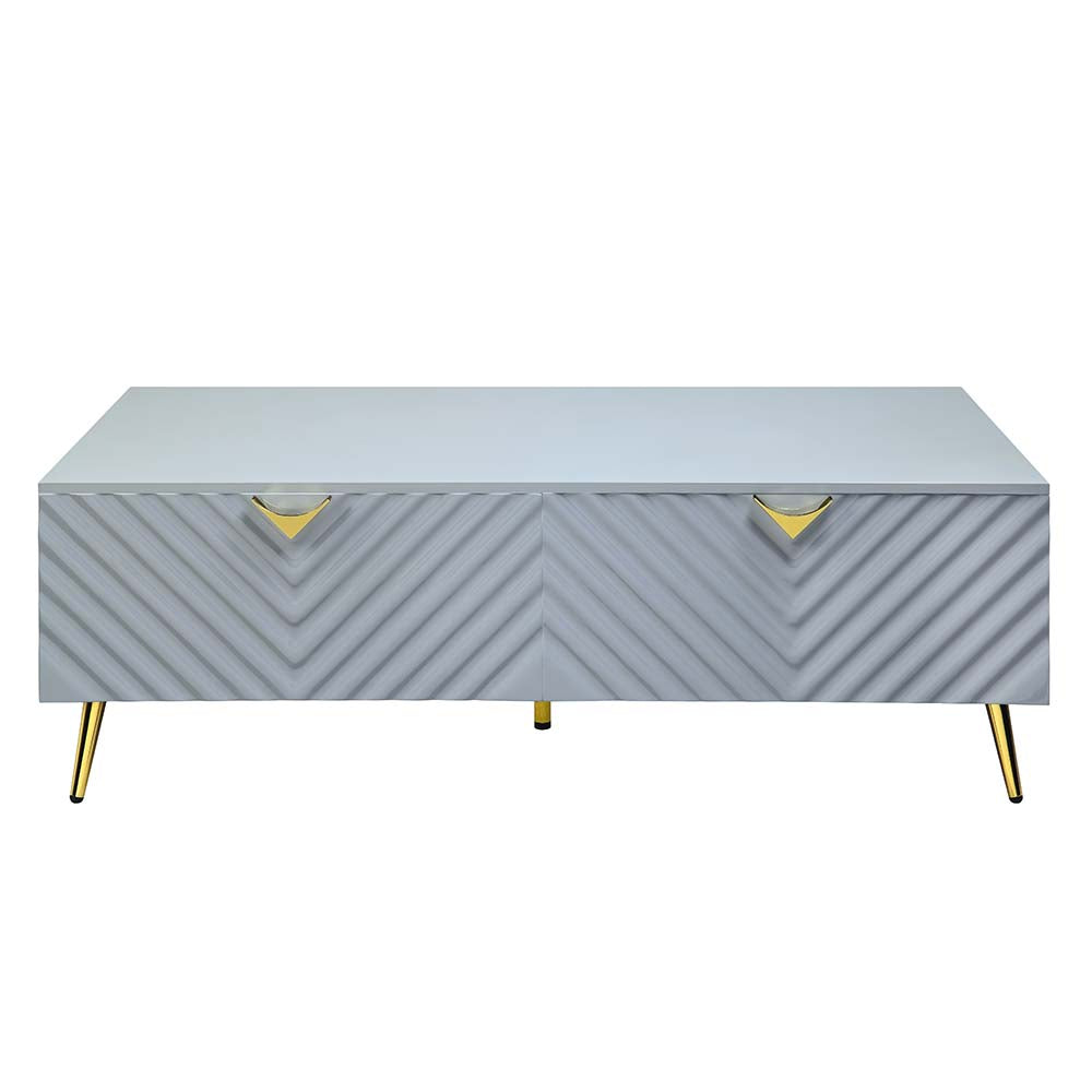 Acme - Gaines Coffee Table LV01135 Gray High Gloss Finish