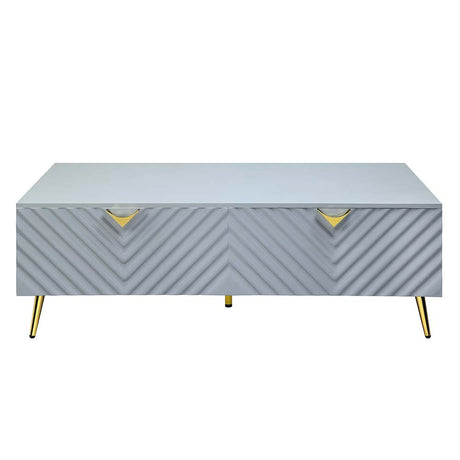 Acme - Gaines Coffee Table LV01135 Gray High Gloss Finish