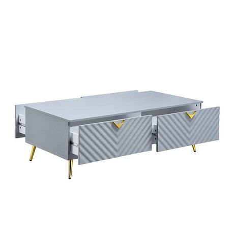 Acme - Gaines Coffee Table LV01135 Gray High Gloss Finish