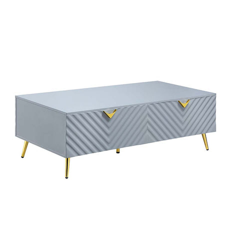 Acme - Gaines Coffee Table LV01135 Gray High Gloss Finish