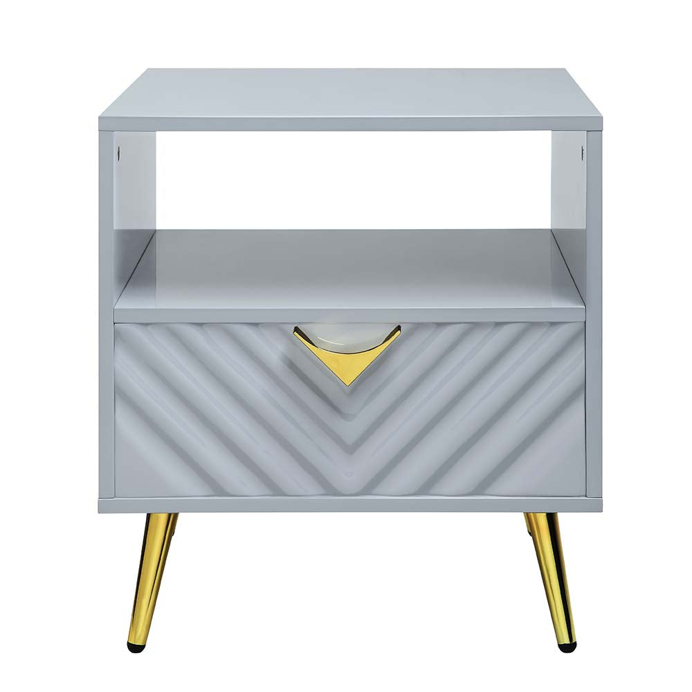 Acme - Gaines End Table LV01136 Gray High Gloss Finish