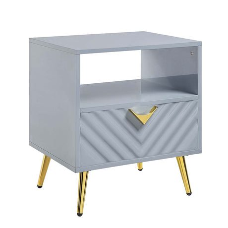Acme - Gaines End Table LV01136 Gray High Gloss Finish