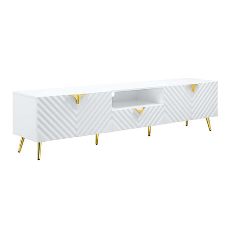 Acme - Gaines Tv Stand LV01138 White High Gloss Finish