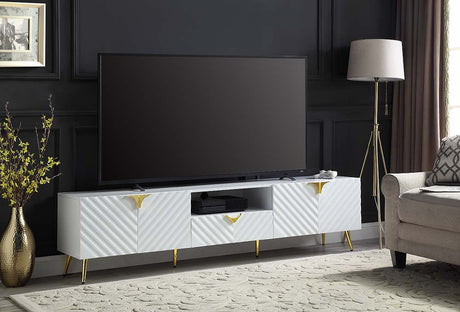 Acme - Gaines Tv Stand LV01138 White High Gloss Finish