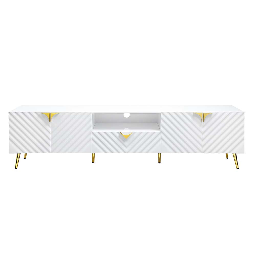 Acme - Gaines Tv Stand LV01138 White High Gloss Finish