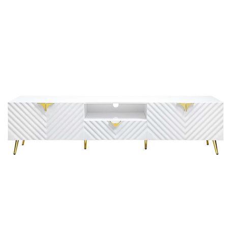 Acme - Gaines Tv Stand LV01138 White High Gloss Finish