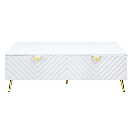 Acme - Gaines Coffee Table LV01139 White High Gloss Finish