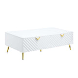 Acme - Gaines Coffee Table LV01139 White High Gloss Finish