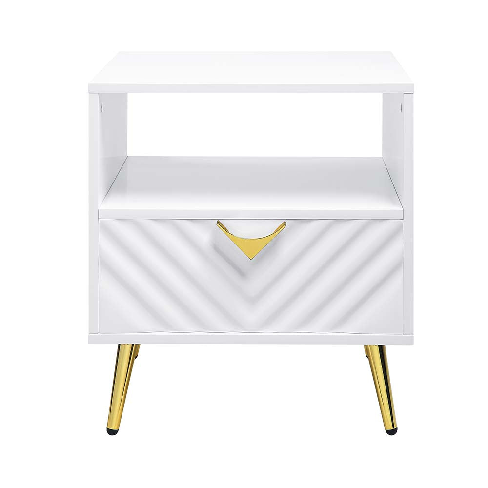 Acme - Gaines End Table LV01140 White High Gloss Finish