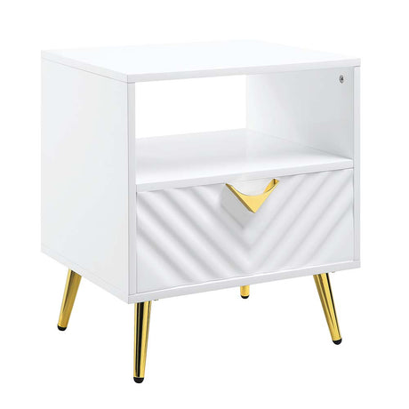 Acme - Gaines End Table LV01140 White High Gloss Finish