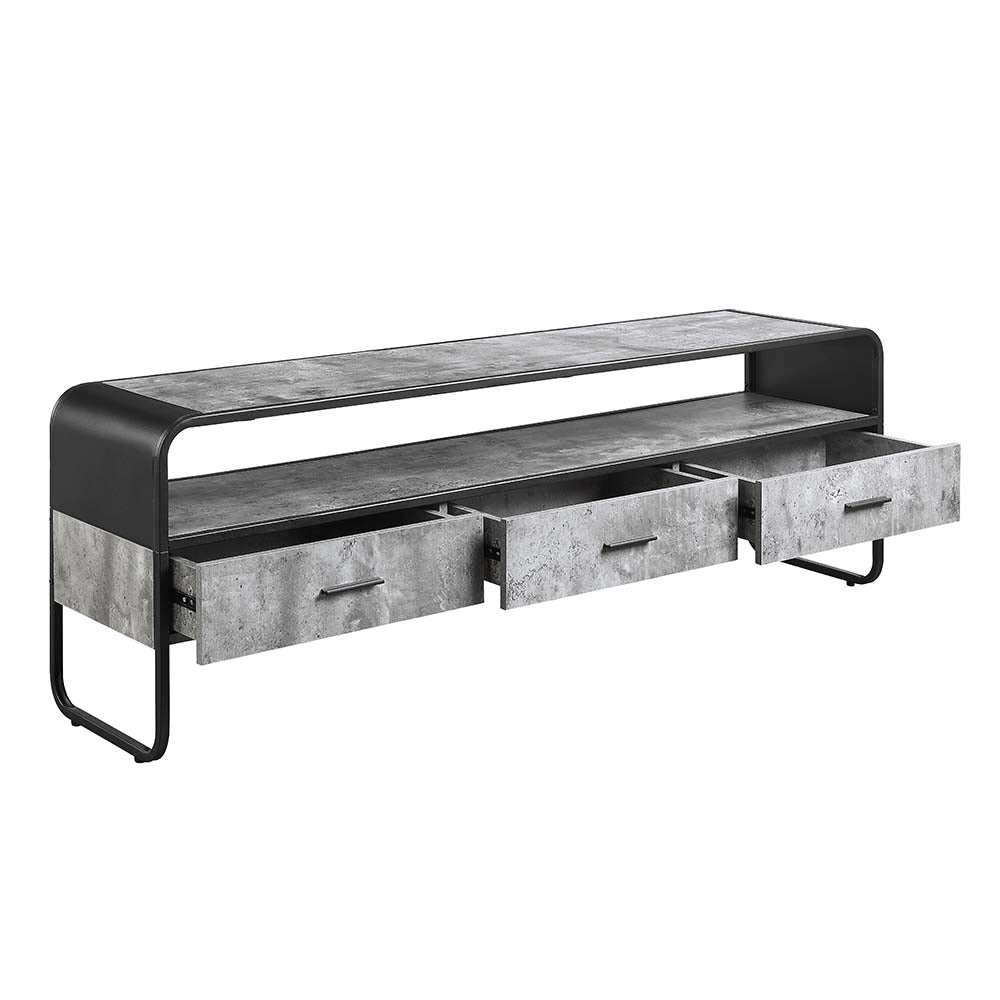 Acme - Raziela Tv Stand LV01142 Concrete Gray & Black Finish