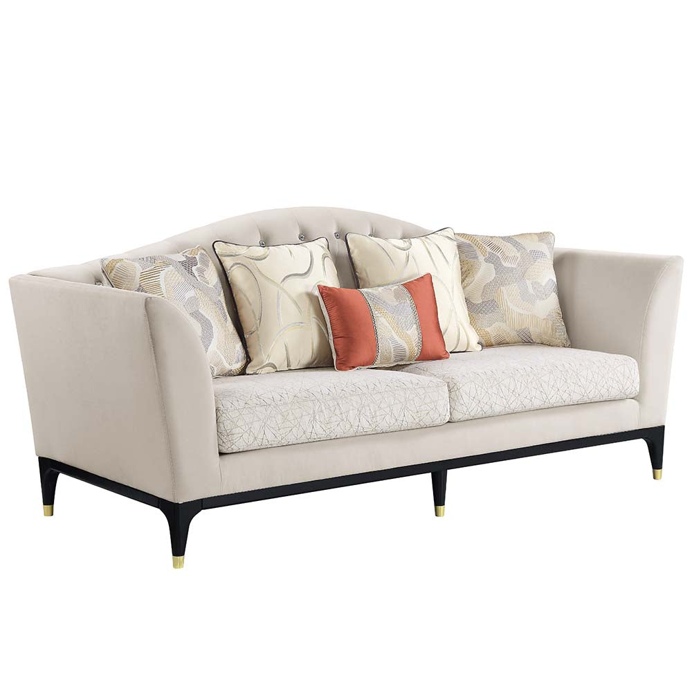 Acme - Tayden Sofa W/5 Pillows LV01155 Beige Velvet