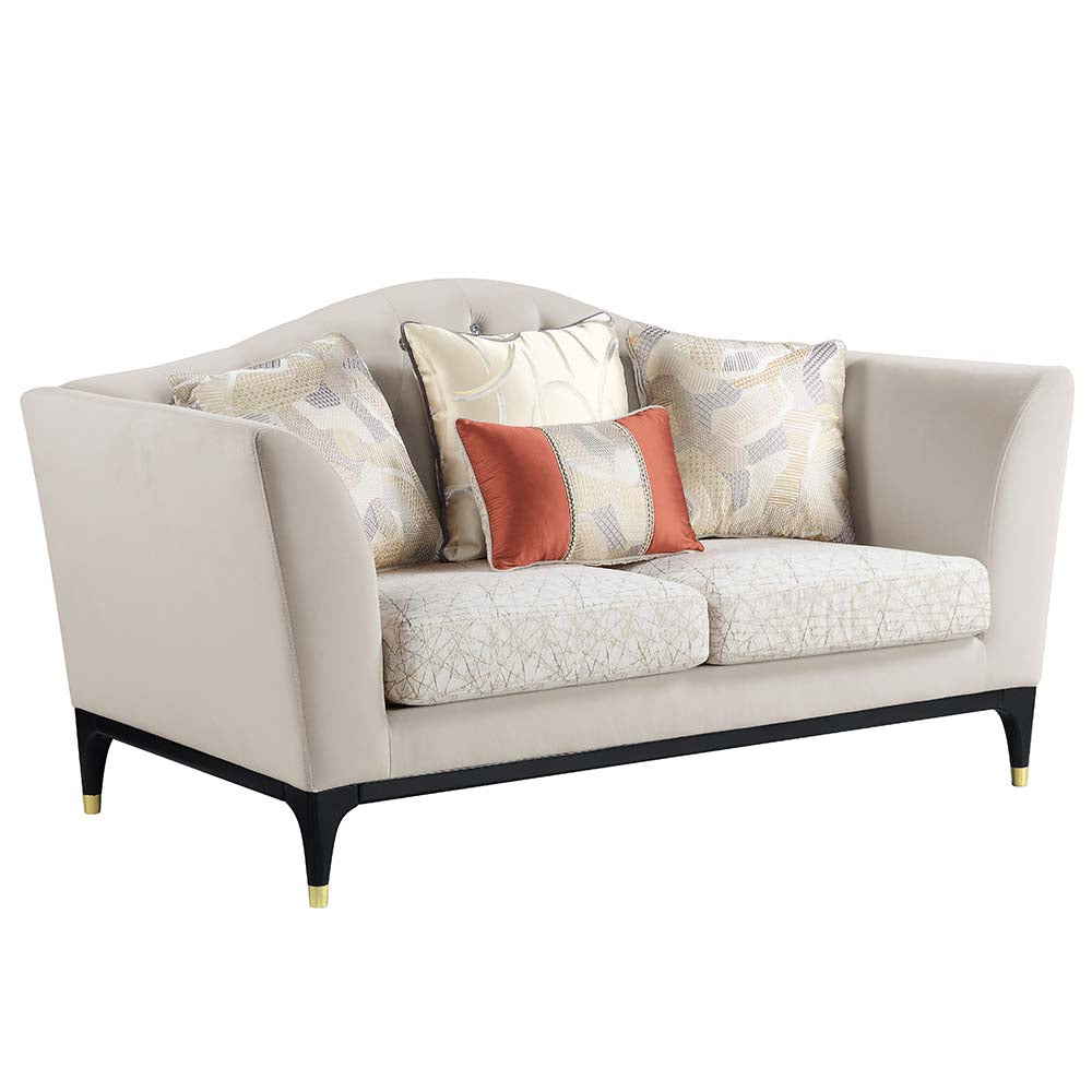 Acme - Tayden Loveseat W/4 Pillows LV01156 Beige Velvet