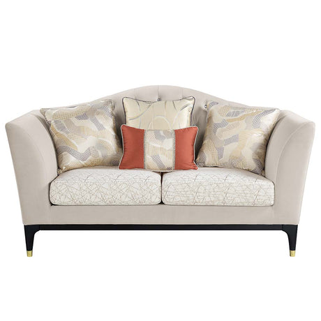 Acme - Tayden Loveseat W/4 Pillows LV01156 Beige Velvet