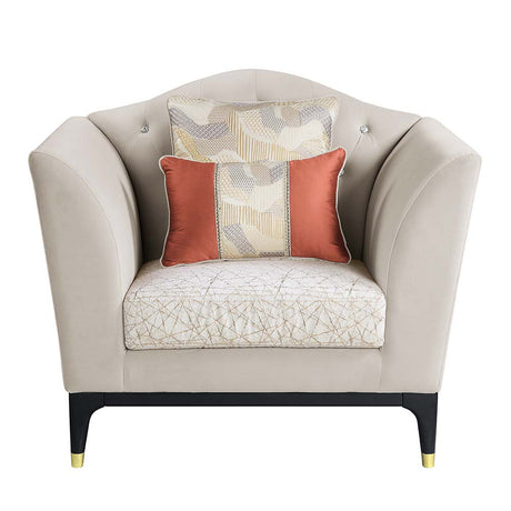 Acme - Tayden Chair W/2 Pillows LV01157 Beige Velvet