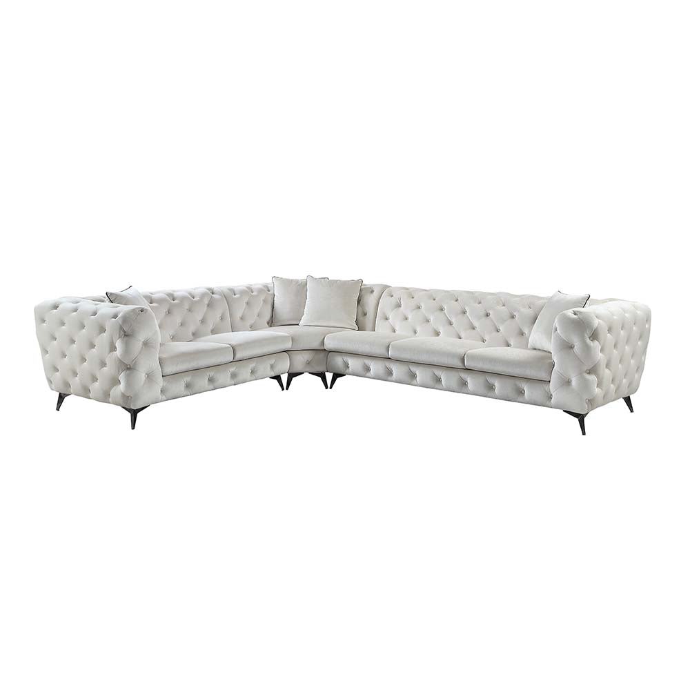 Atronia Sectional Sofa W/4 Pillows LV01160 Beige Fabric | Acme - LV01160 - Home Elegance USA - 2