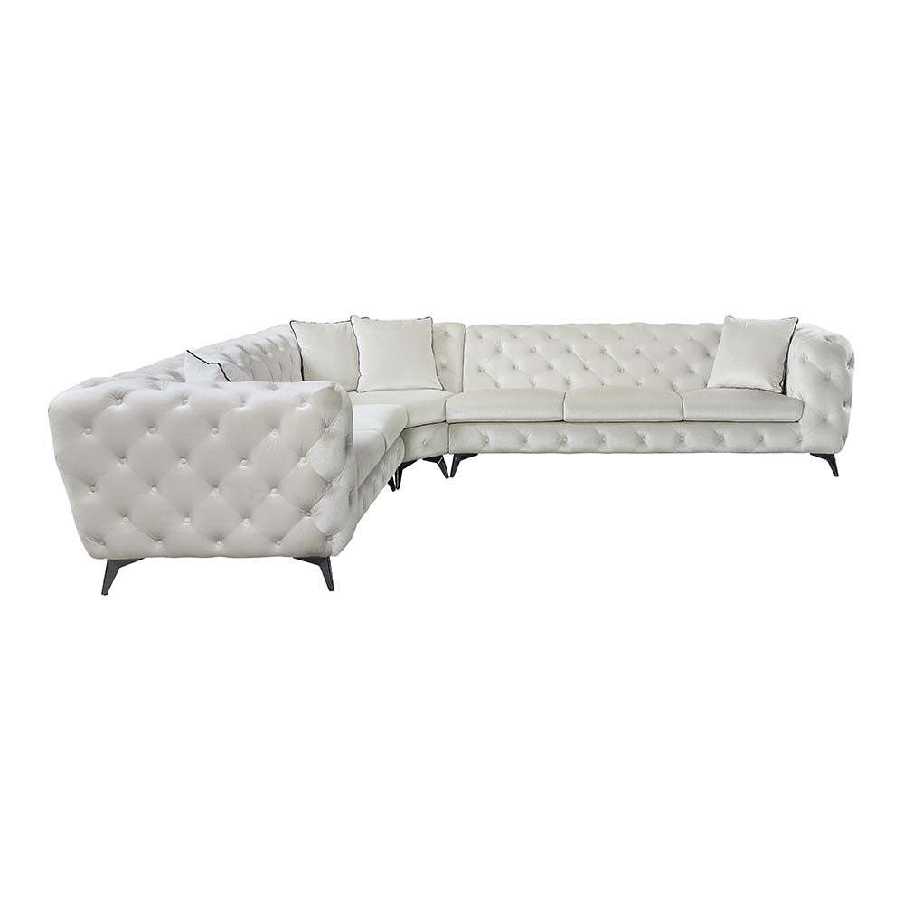 Atronia Sectional Sofa W/4 Pillows LV01160 Beige Fabric | Acme | Home Elegance USA