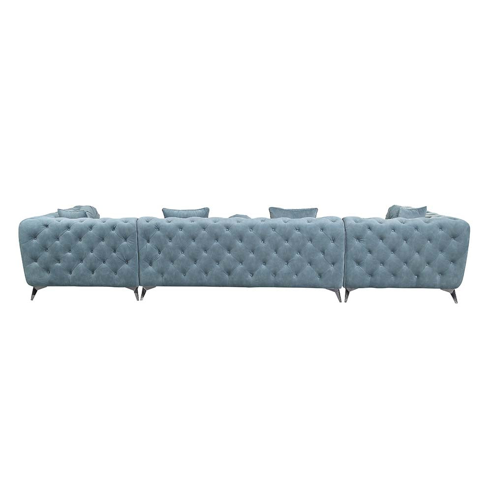 Acme - Zerah Sectional Sofa W/7 Pillows LV01161 Dusty Blue Fabric