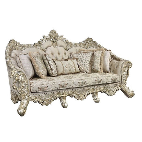 Danae Sofa W/7 Pillows LV01193 Fabric, Champagne & Gold Finish | Acme - LV01193 - Home Elegance USA - 1