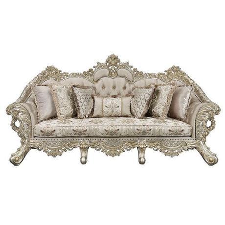 Danae Sofa W/7 Pillows LV01193 Fabric, Champagne & Gold Finish | Acme - LV01193 - Home Elegance USA - 2