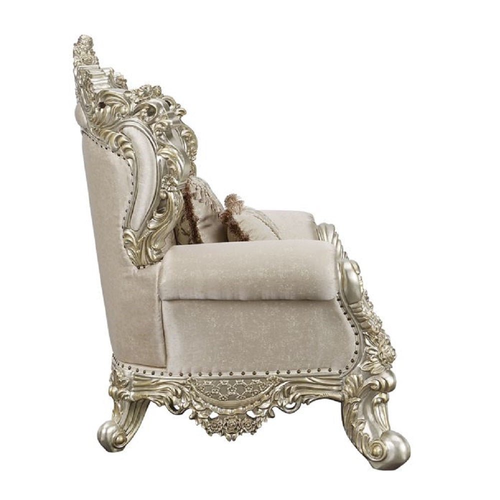 Danae Sofa W/7 Pillows LV01193 Fabric, Champagne & Gold Finish | Acme | Home Elegance USA