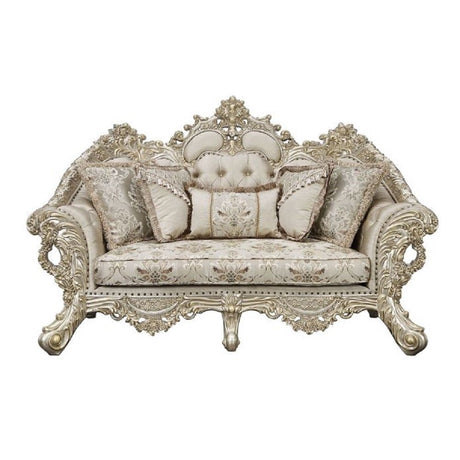 Danae Loveseat W/5 Pillows LV01194 Fabric, Champagne & Gold Finish | Acme - LV01194 - Home Elegance USA - 2